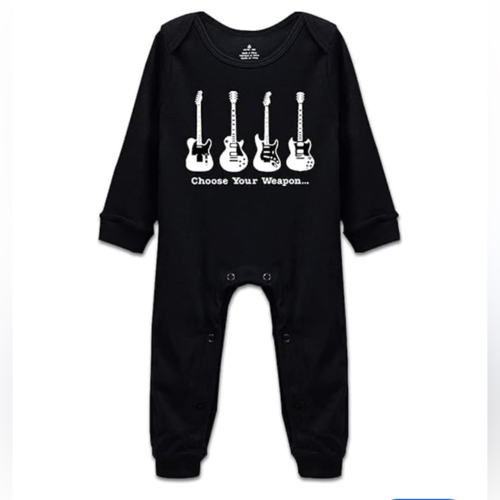 🍊5/$25 Black Guitar Print Romper size 6m